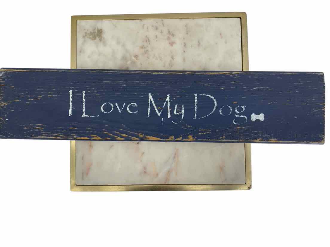 The Painted Mermaid Navy I love my dog Size 5x24 Wood Sign