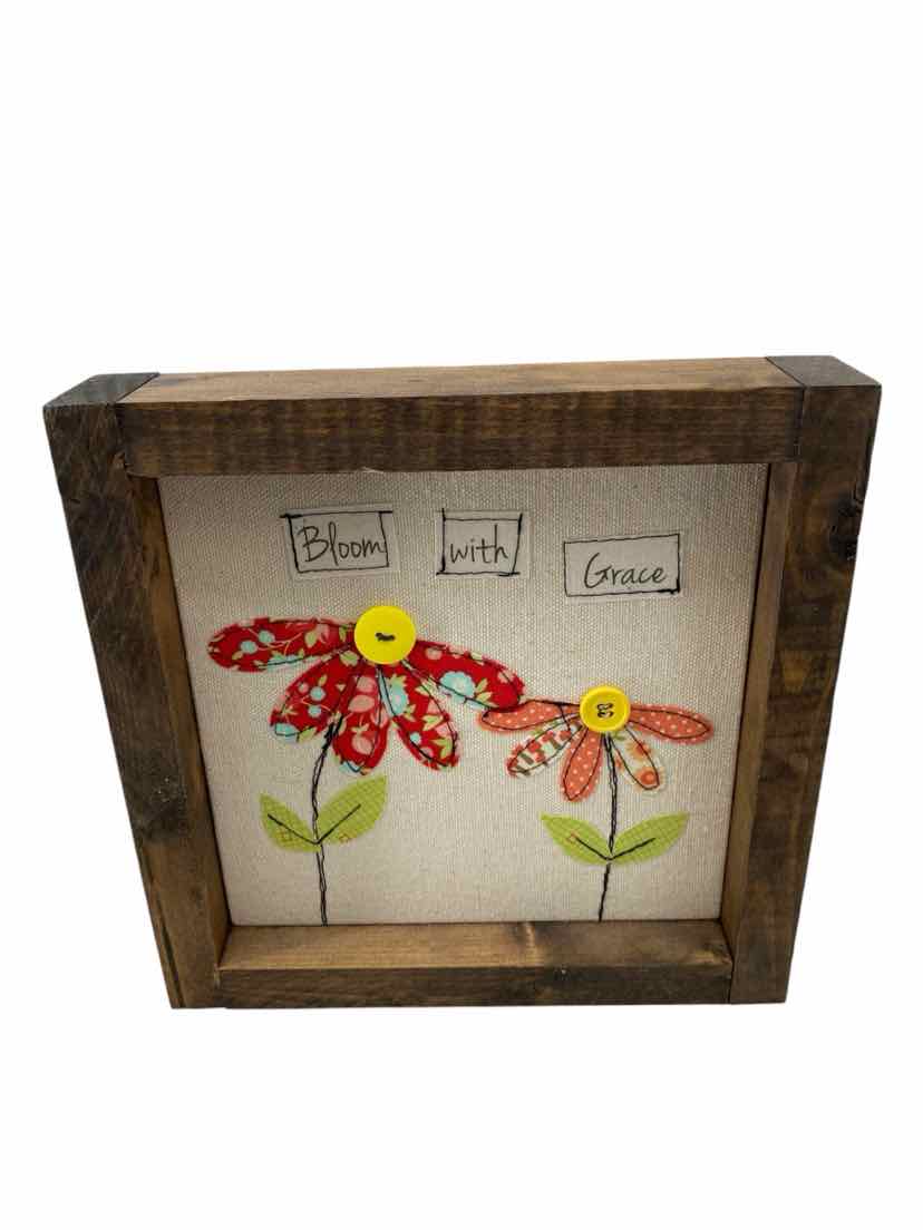 The Little Green Bean Wooden Bloom With Grace Size 8x8 Wall Decor