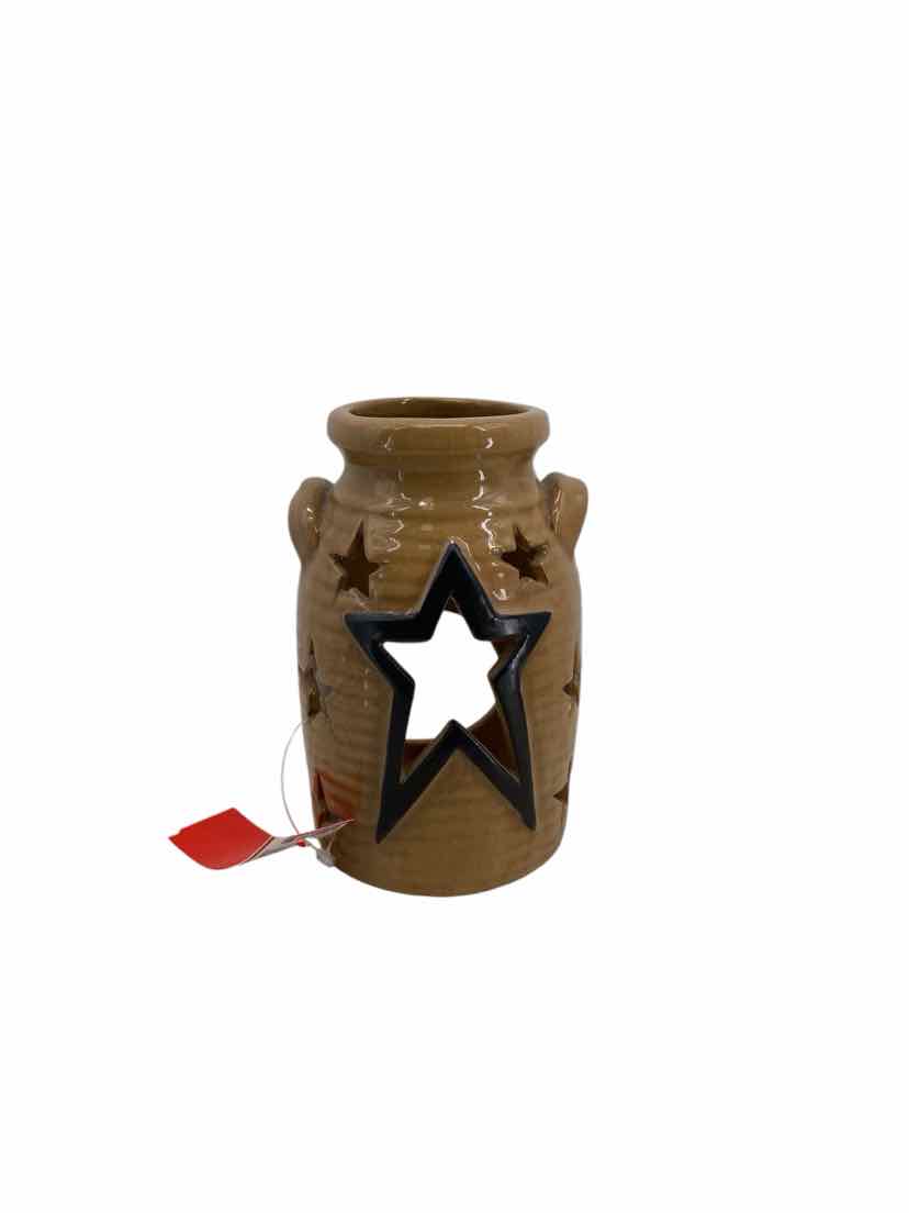 Tan Stars Candle Holder
