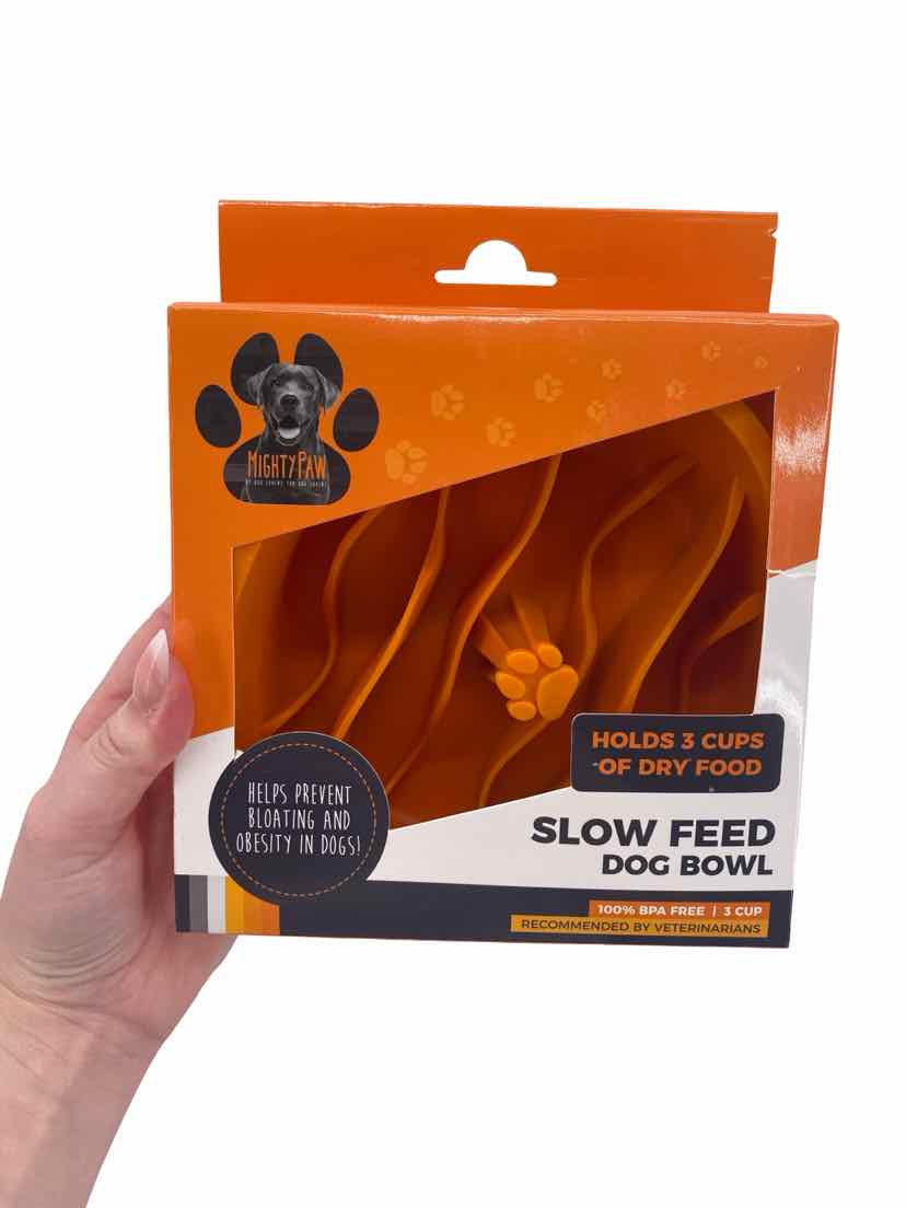 Mighty Paw Orange Slow Feed NEW Dog Bowl