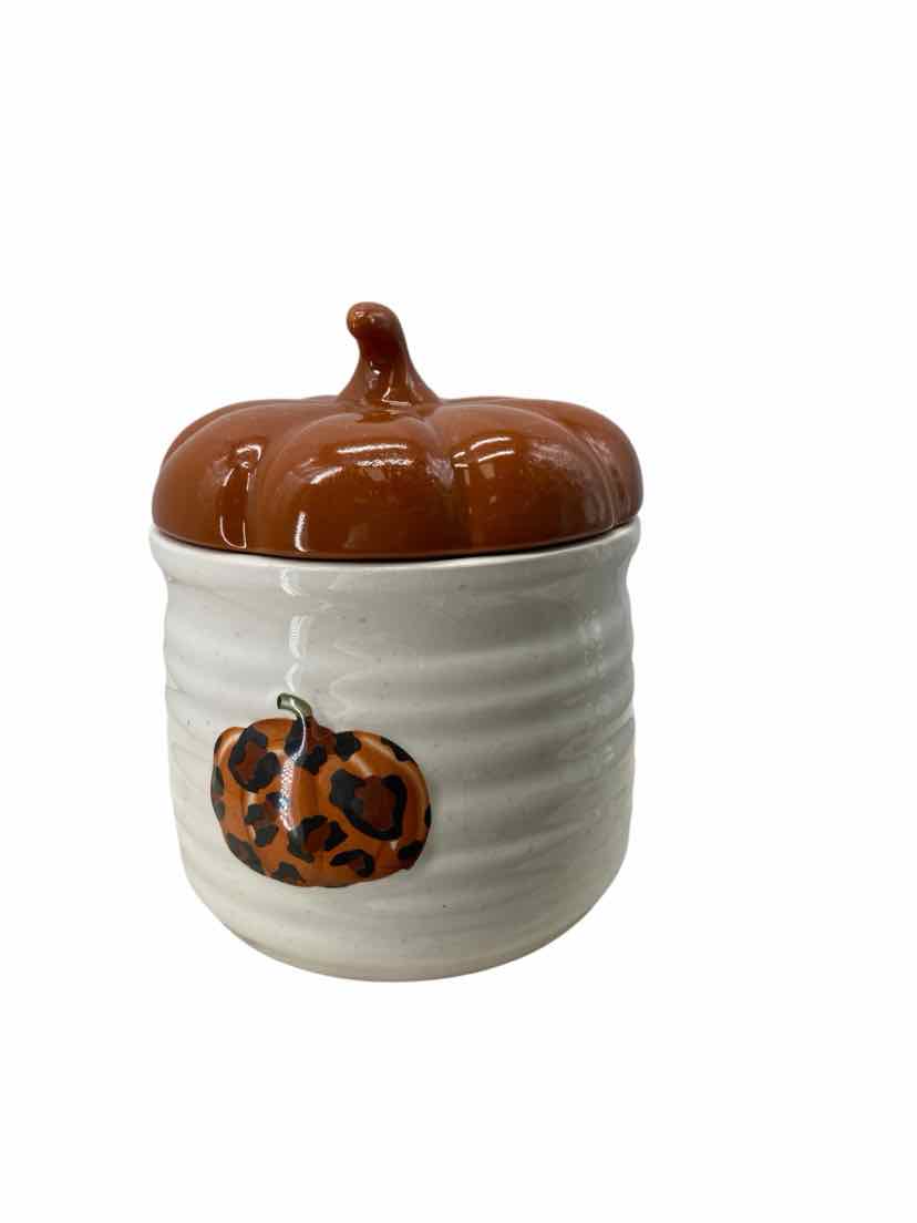 Sheffield Home Orange Cheetah Print Cannister with Lid