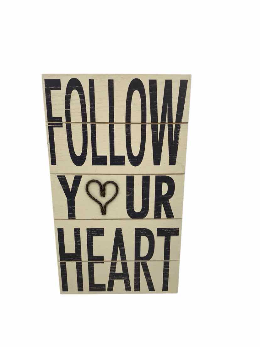 New View Tan Follow Your Heart Size 8x14 Wood Decor