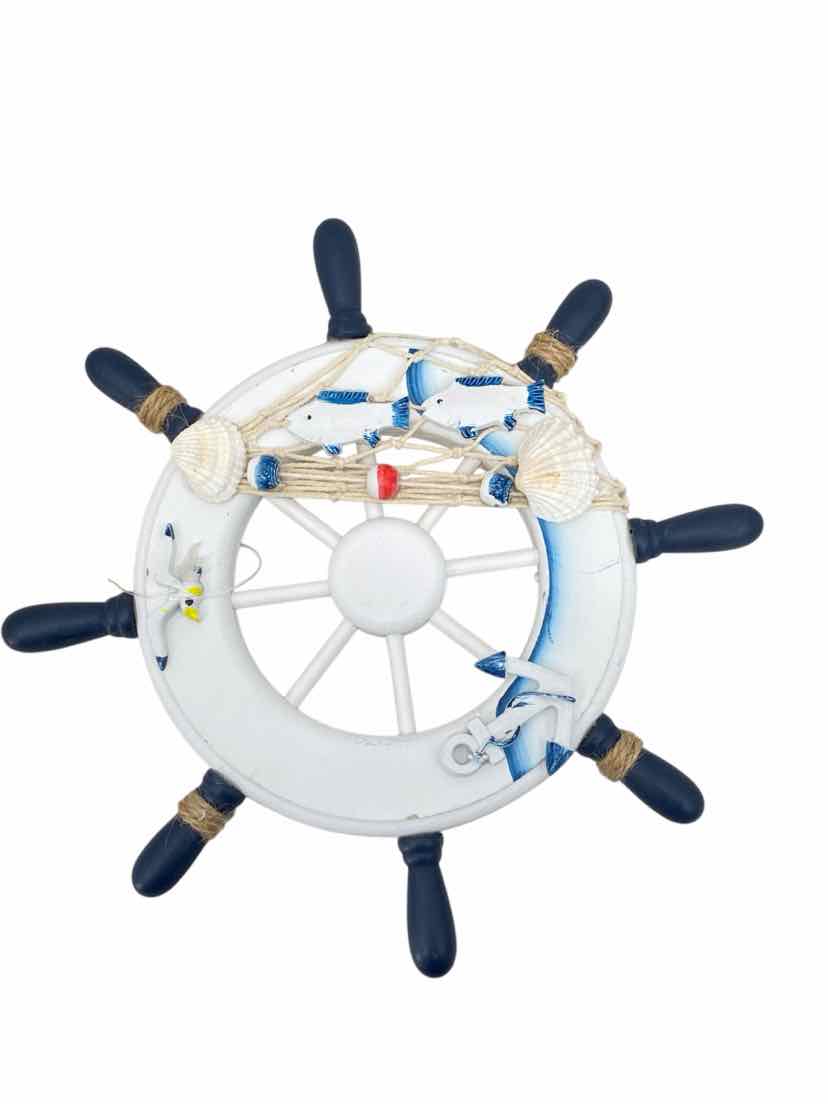 White Boat Steering Wall Decor