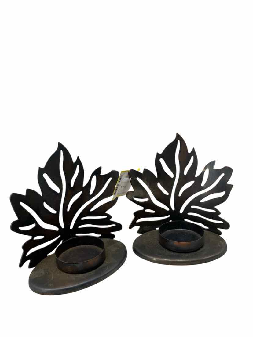 No Brand Bronze 2 pc leaves Candle Holder